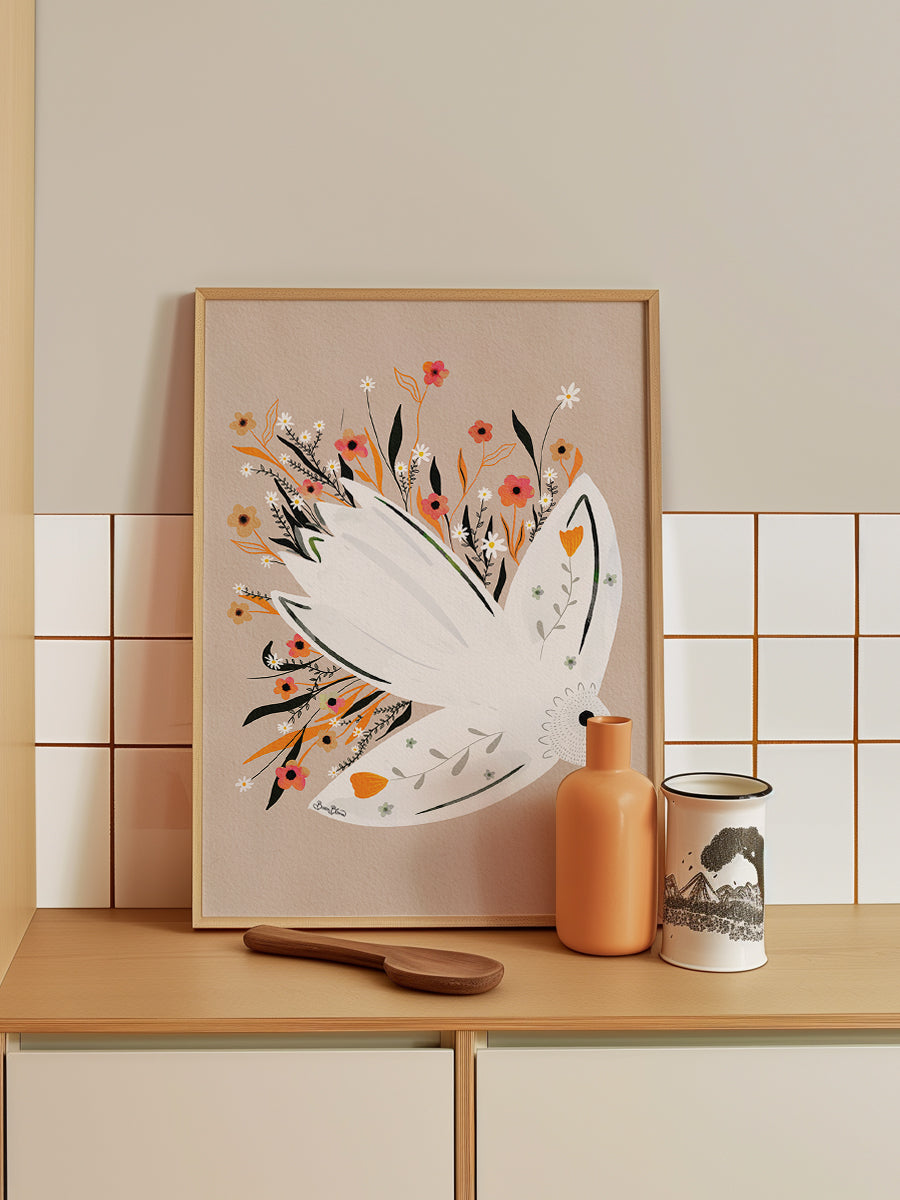 Seagull in Flowers