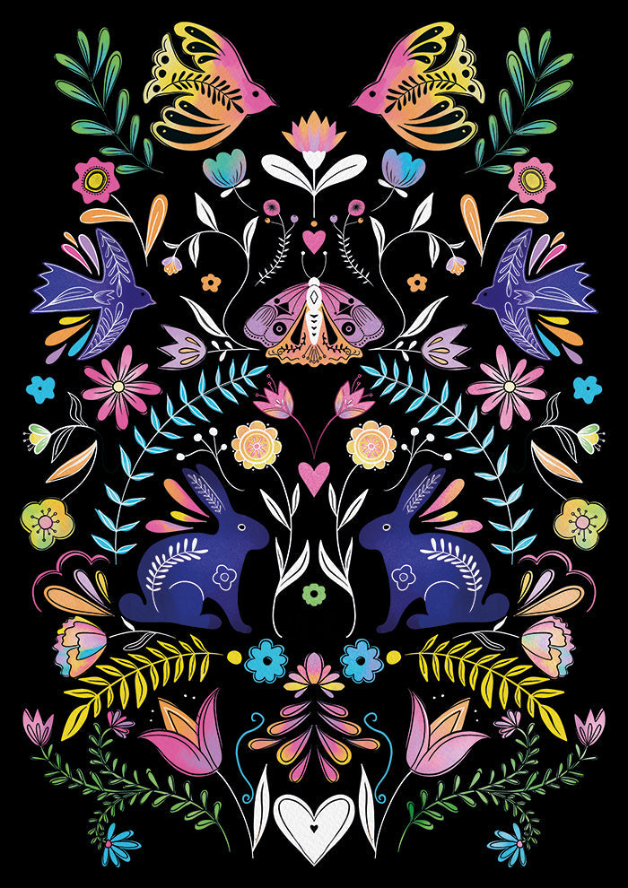Colorful Folk Art Illustration
