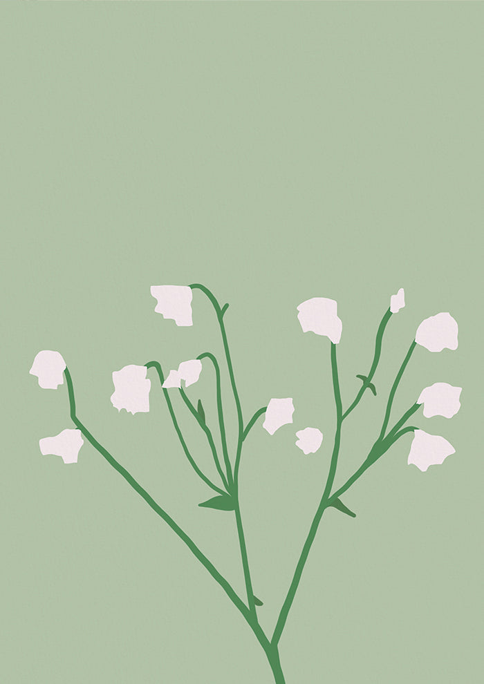 White Flowers On Green Stems