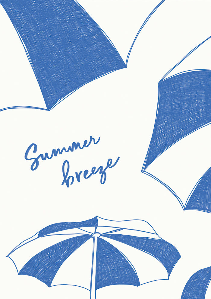 Summer beach parasols pencil sketch