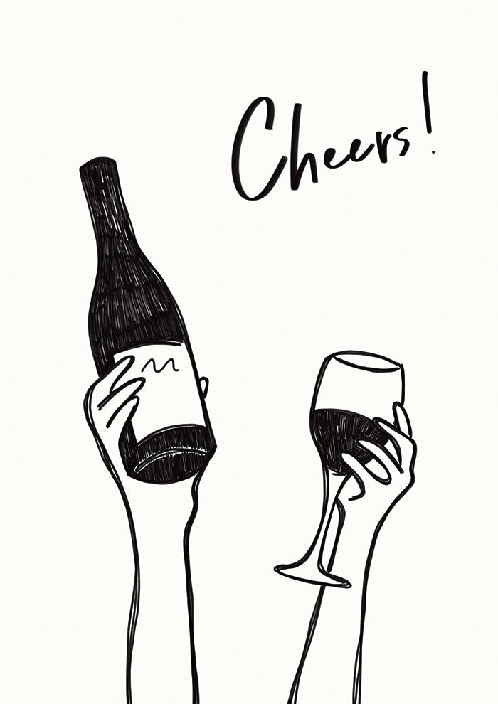 Cheers wine illustration