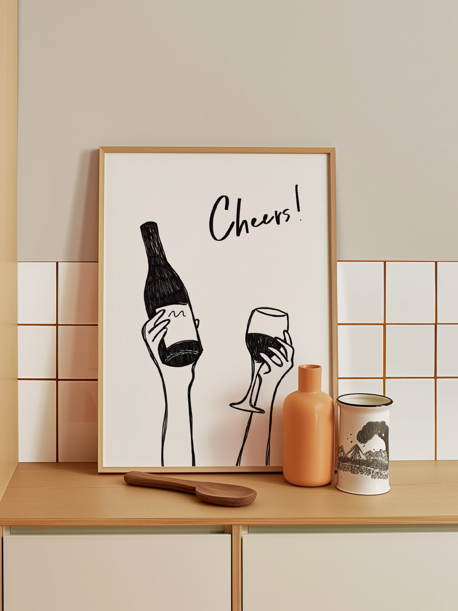 Cheers wine illustration