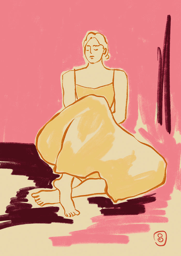 Seated Figure In A Flowing Dress