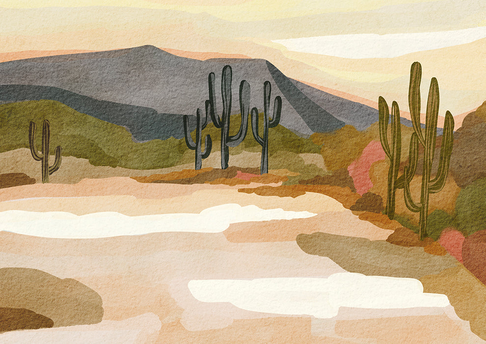 Rocky hill and Cactus