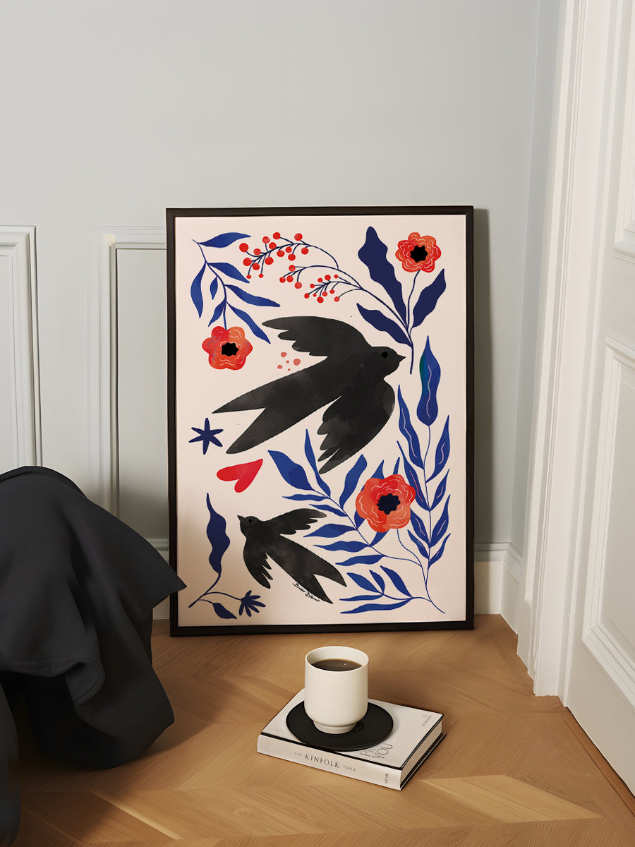 Swallow Flowers Blue