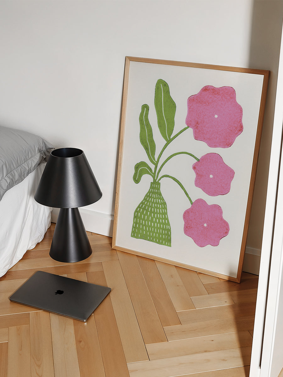 In Full Bloom Green and Pink Lino