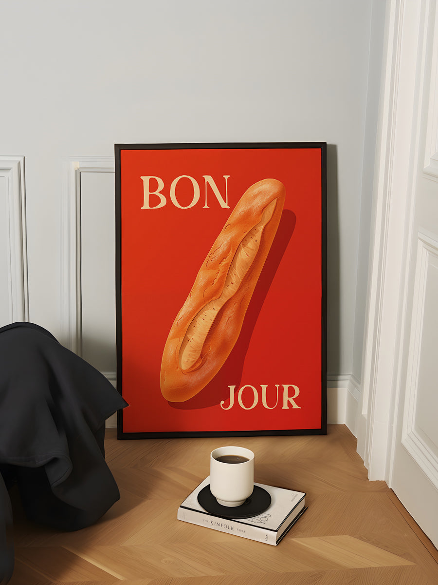 Baguette On A Red Background