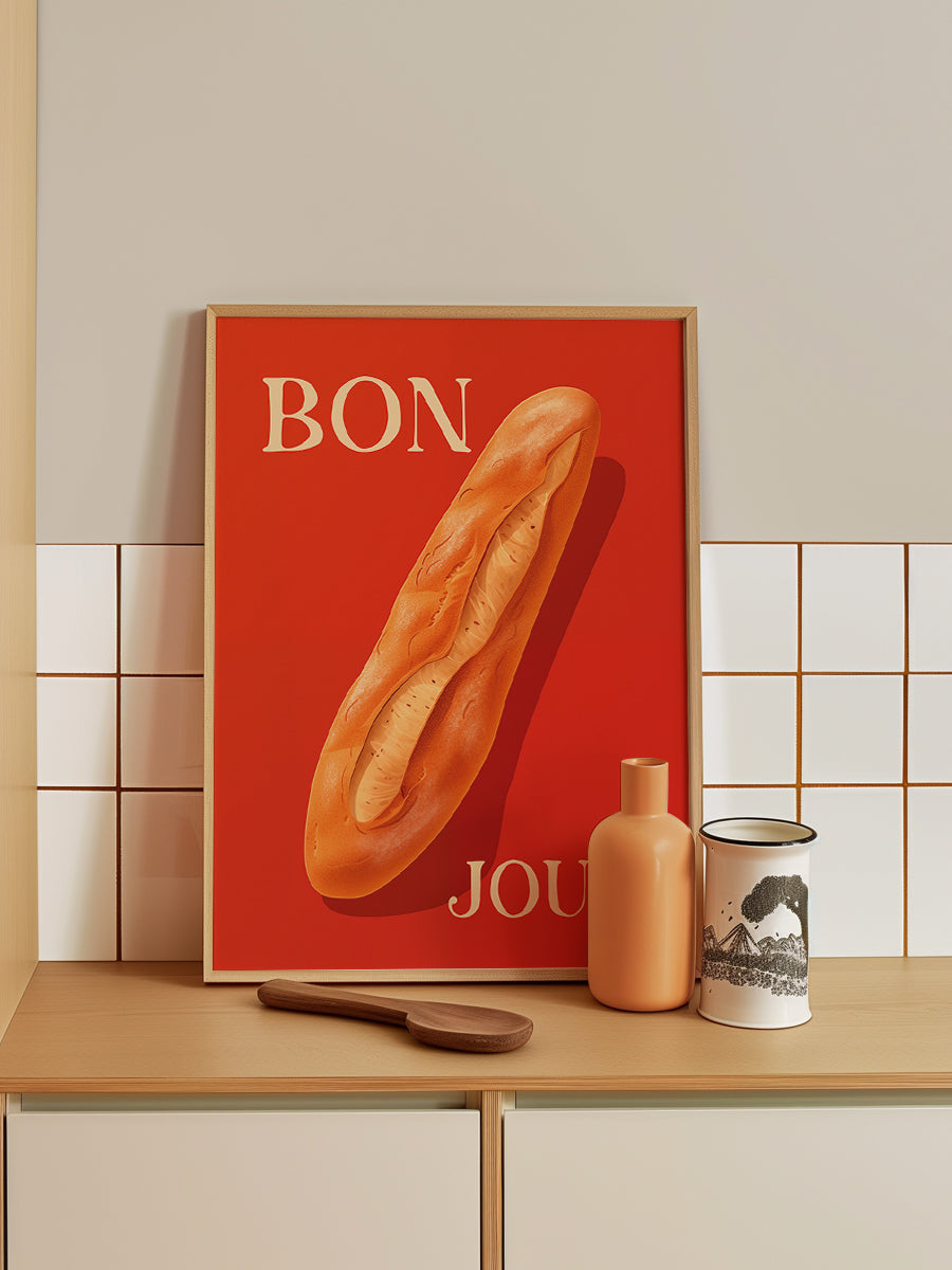 Baguette On A Red Background