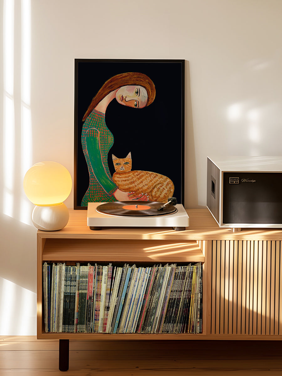 Woman with Cat painting