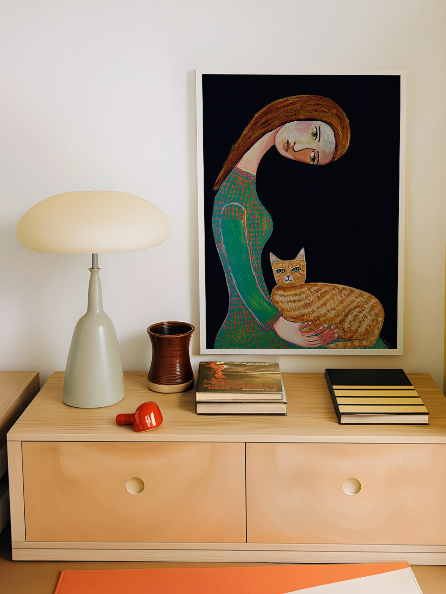 Woman with Cat painting