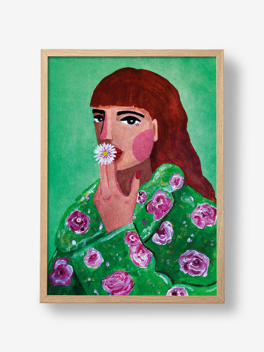 Woman Smoking a Flower