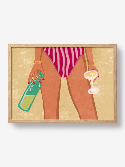 Girl with wine at the beach