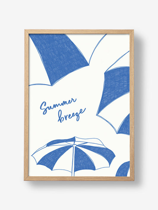 Summer beach parasols pencil sketch