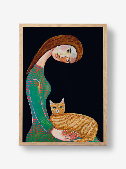 Woman with Cat painting